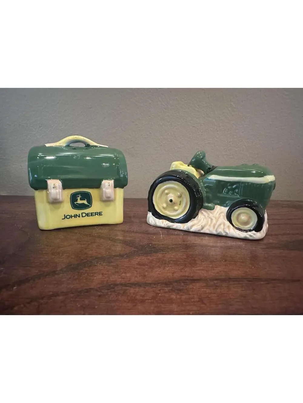 John Deere Tractor and Lunch Box Salt and Pepper Shakers